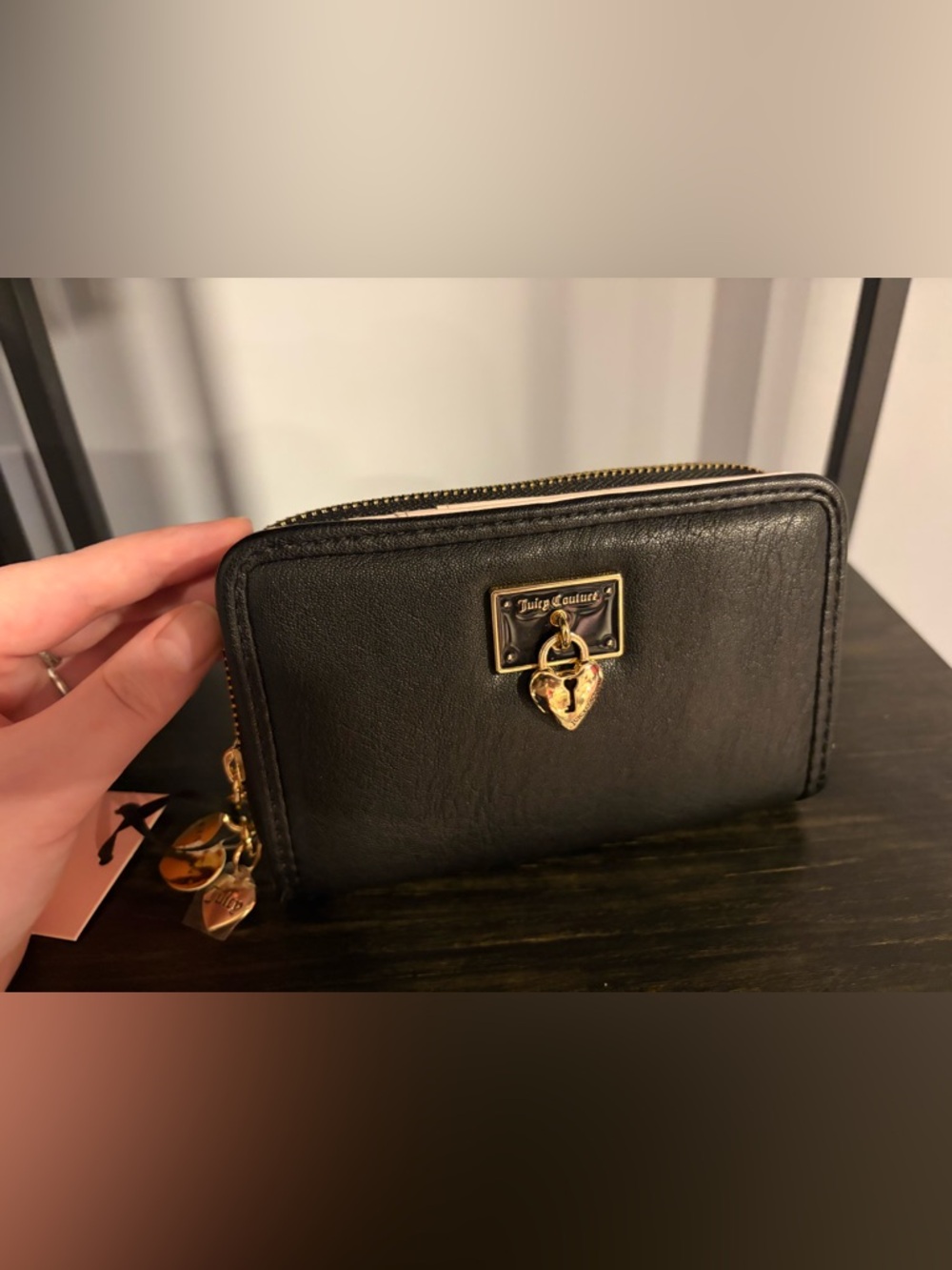 Juicy Couture Black Zip Wallet w/ Gold Hardware